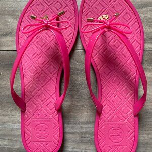 TORY BURCH Jelly Bow Thong Sandal flip flop Pink size 9 NEW